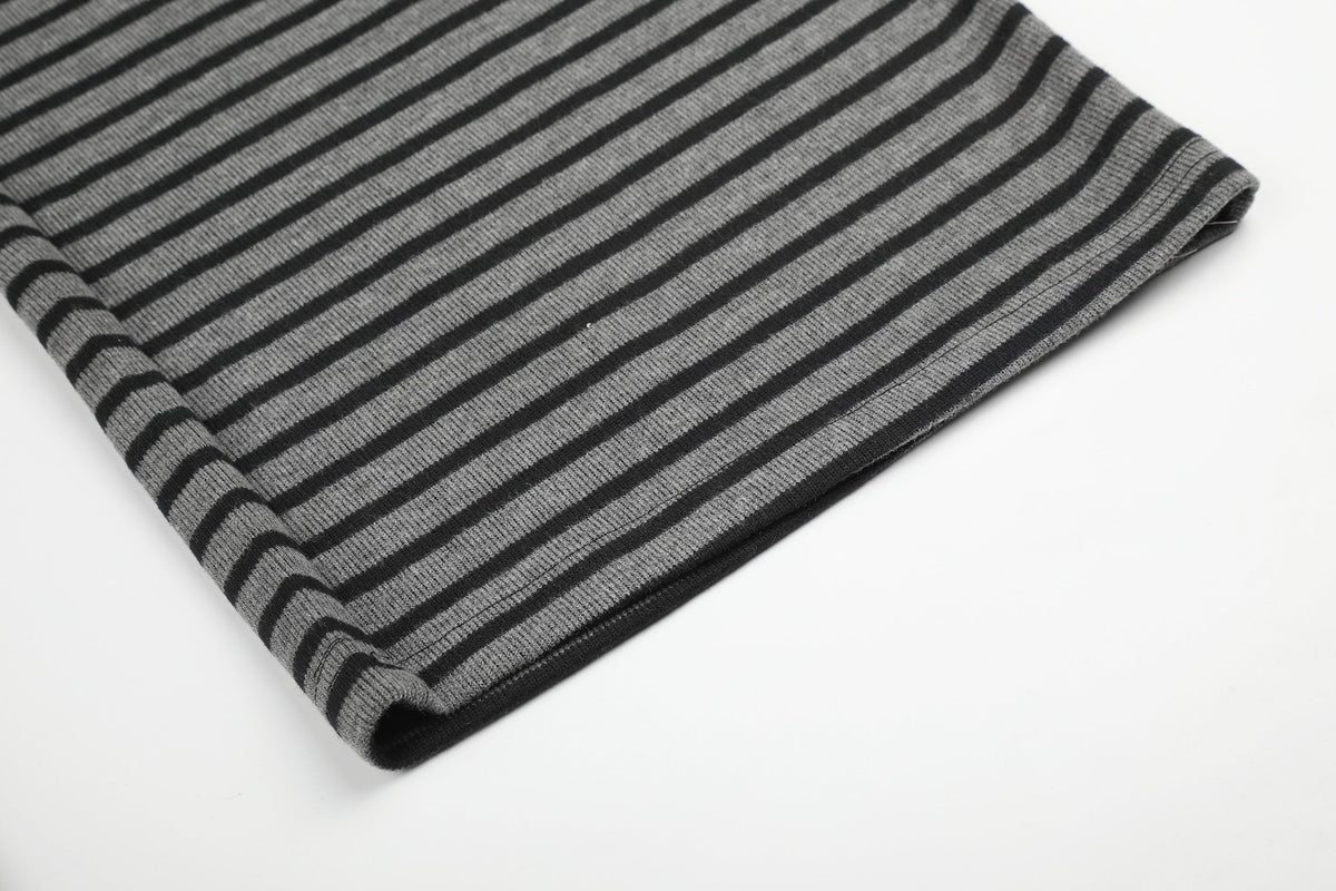 BLACK ENERGY STUDDED STRIPE BAGGY SWEATPANTS; Gray; garment construction detail