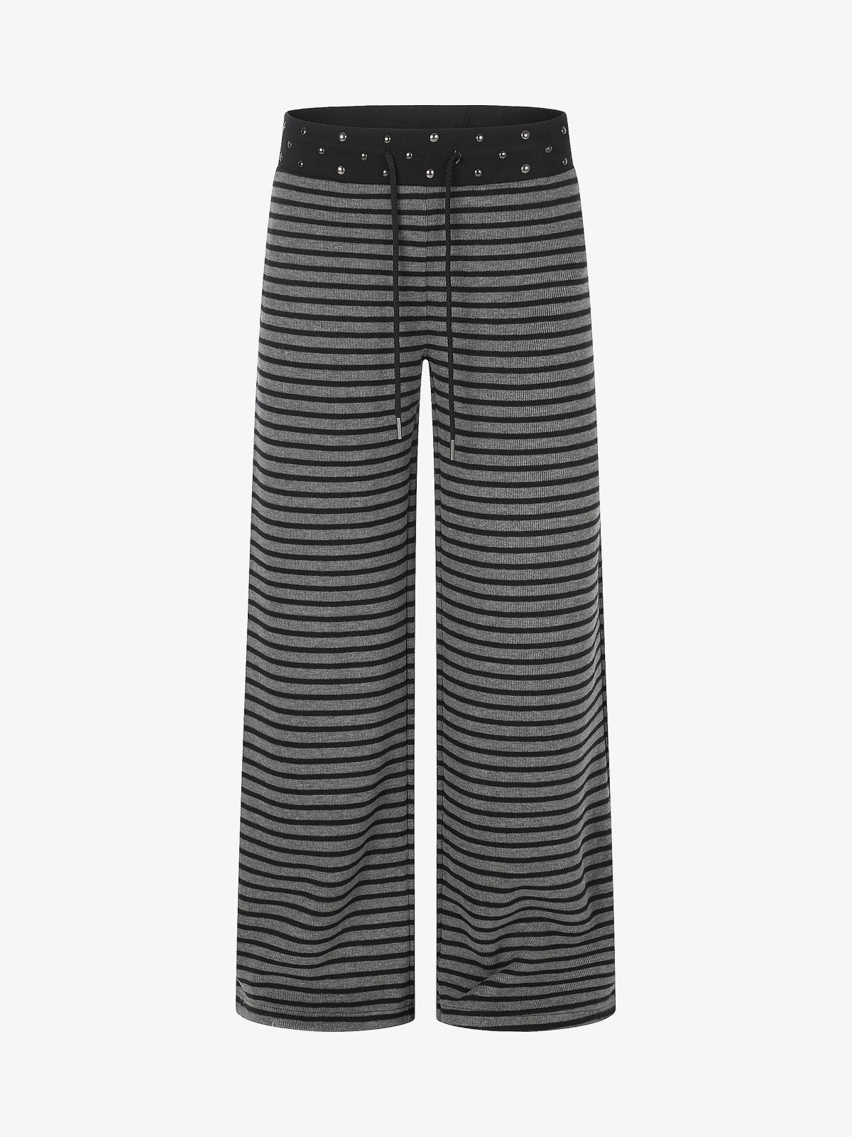 BLACK ENERGY STUDDED STRIPE BAGGY SWEATPANTS; Gray; front view