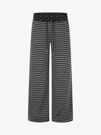 BLACK ENERGY STUDDED STRIPE BAGGY SWEATPANTS; Gray; front view