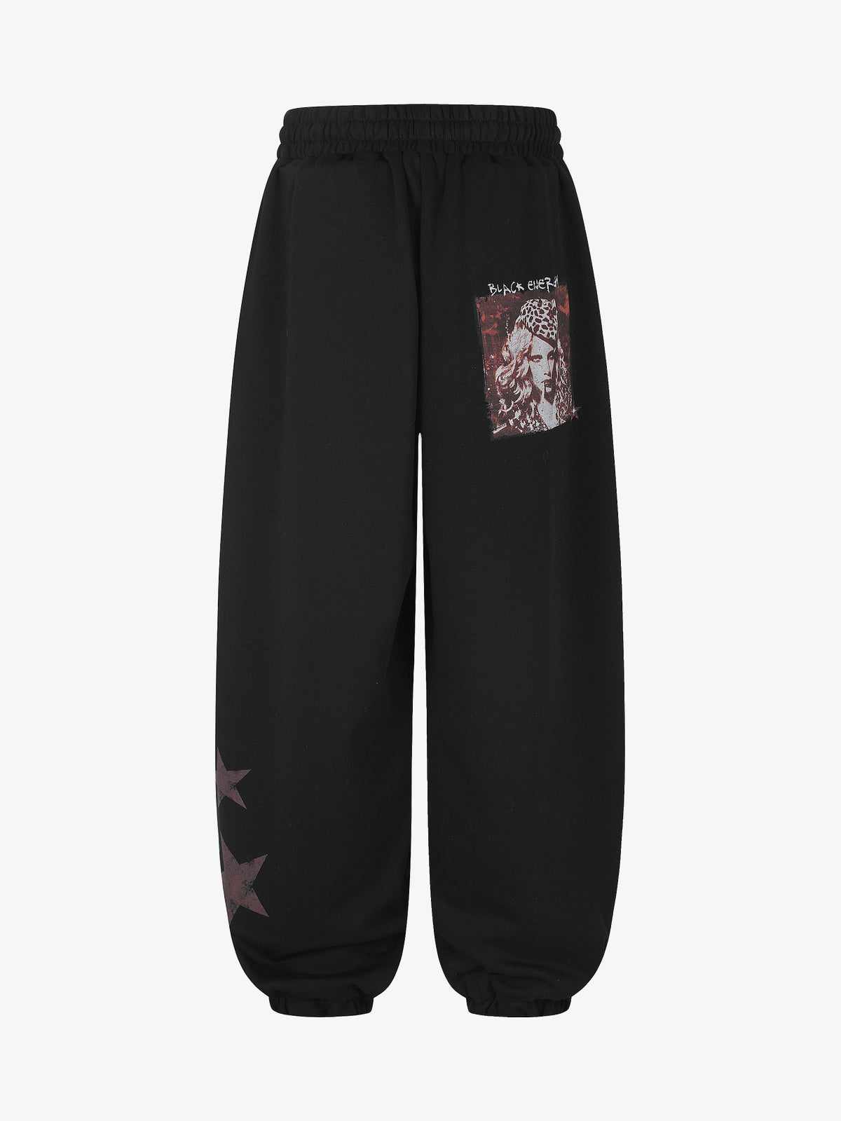 BLACK ENERGY STAR COLLAGE GRAPHIC SWEATPANTS; Black; back view