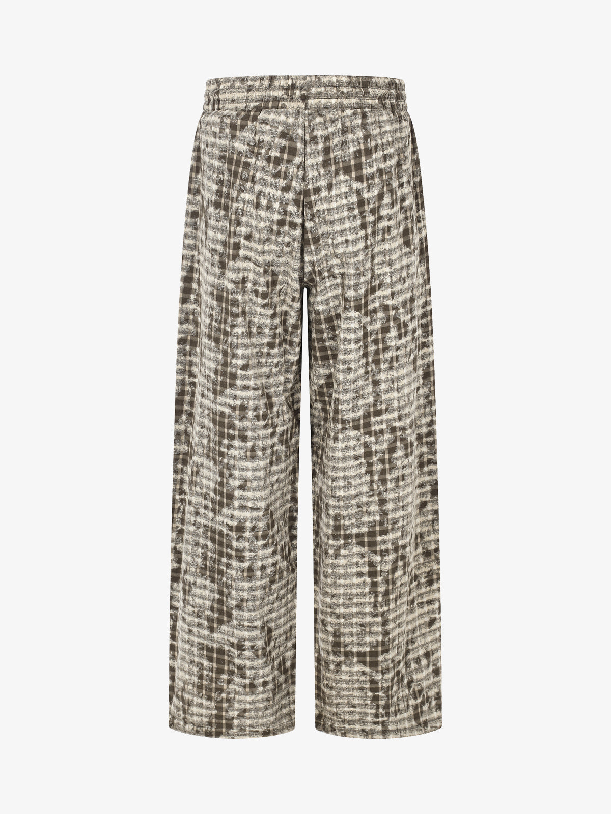 BLACK ENERGY DISTRESSED PLAID TROUSERS; Brown; back view