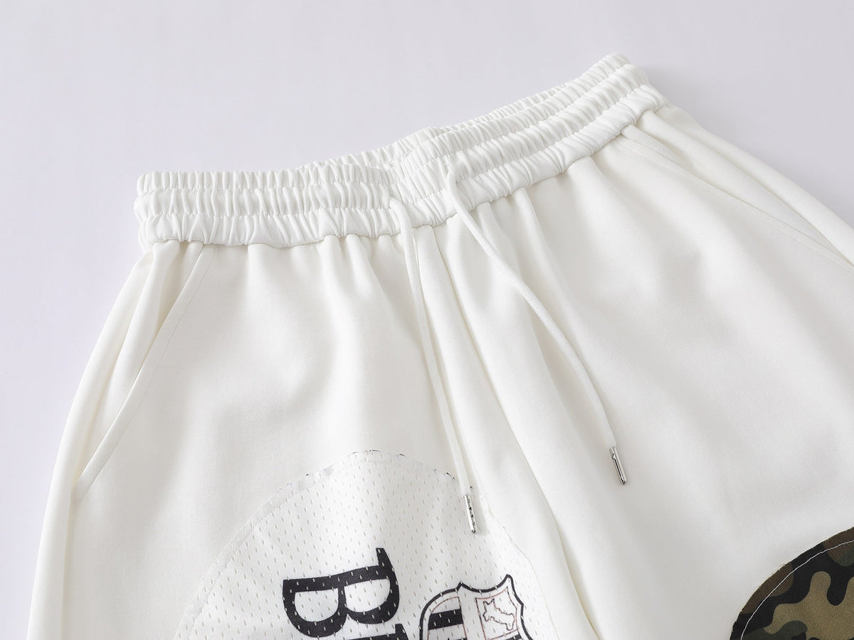 BLACK FOG CARTOON PANEL GRAPHIC SWEATPANTS; White; garment construction detail