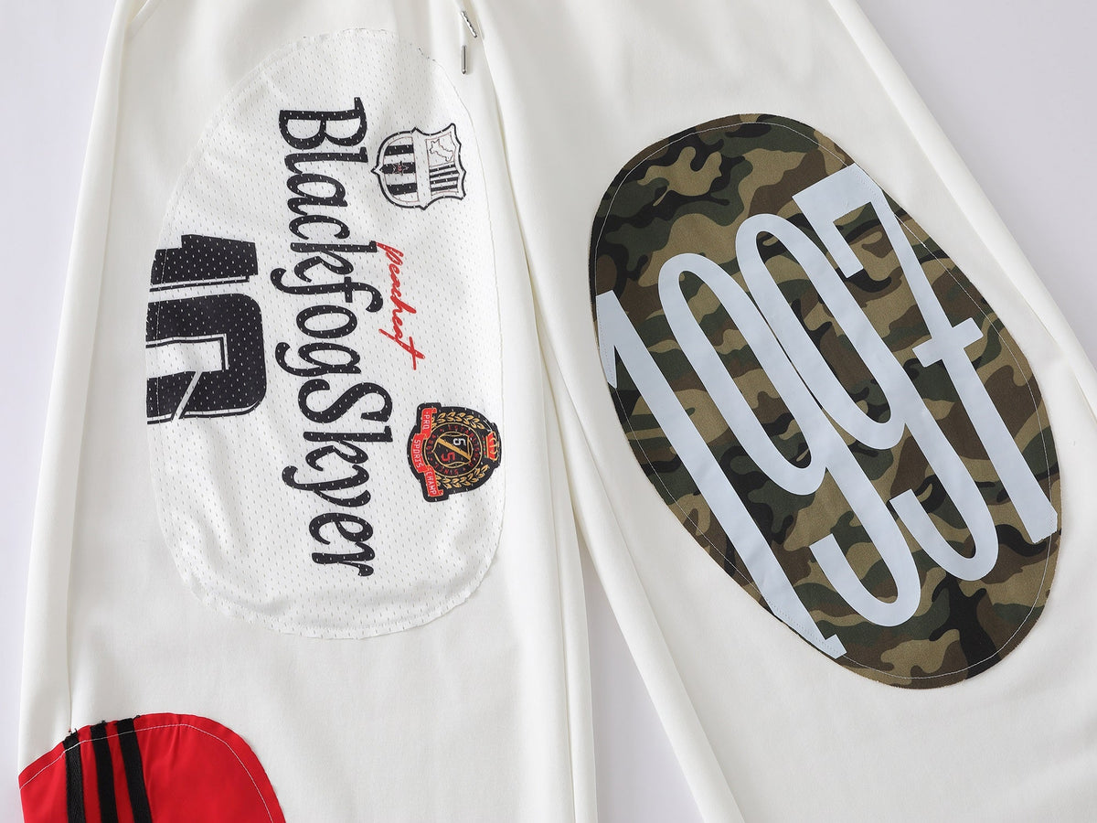 BLACK FOG CARTOON PANEL GRAPHIC SWEATPANTS; White; design detail
