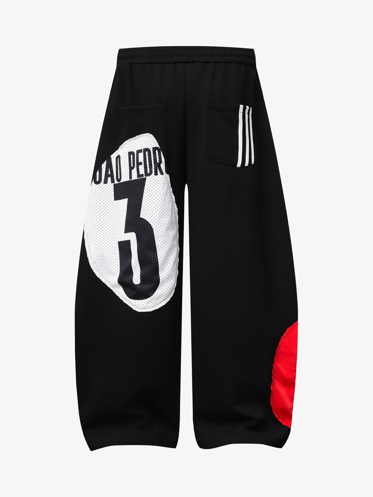BLACK FOG CARTOON PANEL GRAPHIC SWEATPANTS; Black; back view