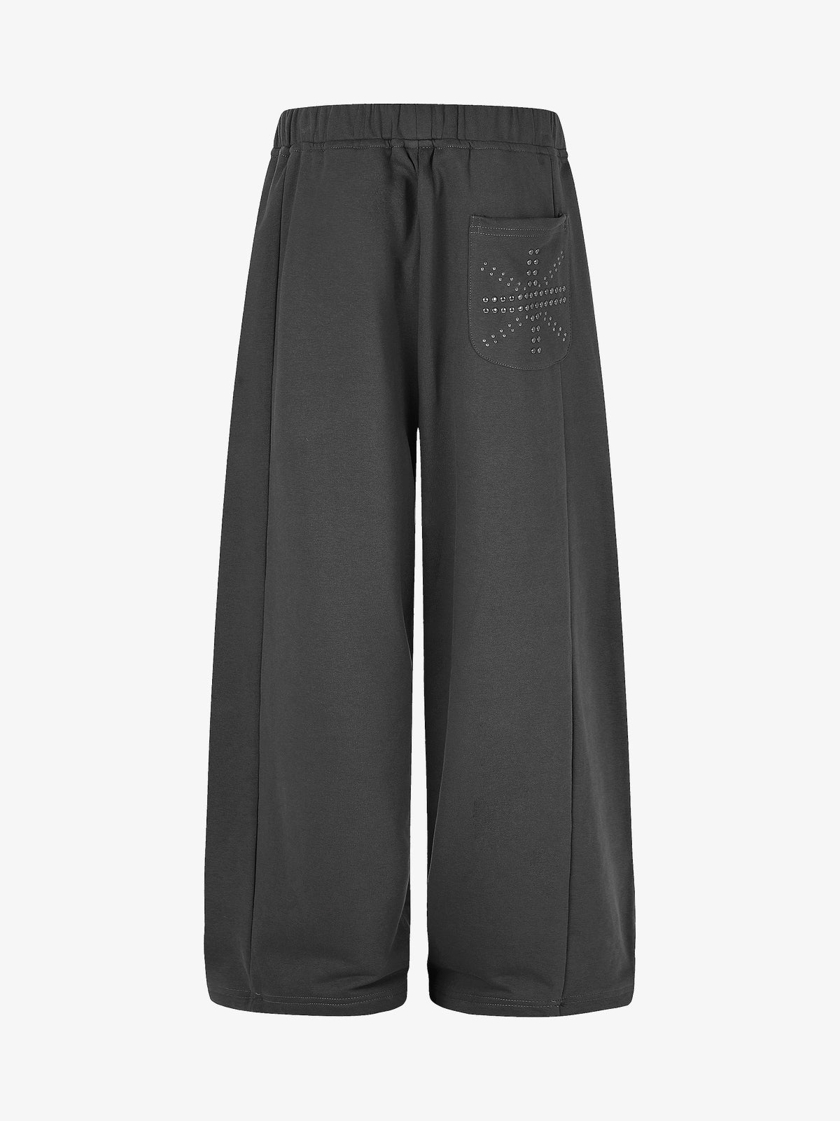 DC STUDDED SIDE SEAM SWEATPANTS; Dark Gray; back view