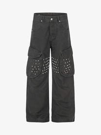 DC STUDDED POCKET CARGO PANTS; Dark Gray; front view