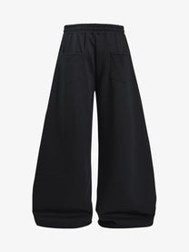 FANYE GRAFFITI PRINTED WIDE LEG PANTS; Black; back view