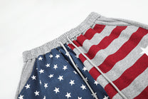 GEESAS STAR FLAG BAGGY BARREL SWEATPANTS; Gray; design detail