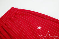 GEESAS STAR EMBROIDERY BAGGY BARREL SWEATPANTS; Red; design detail