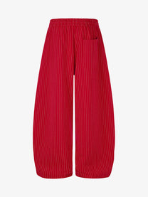 GEESAS STAR EMBROIDERY BAGGY BARREL SWEATPANTS; Red; back view