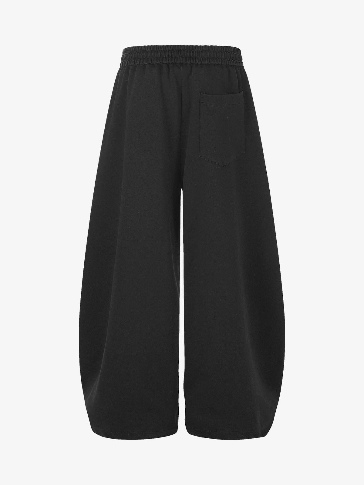 GEESAS STUDDED WASHED BAGGY BARREL SWEATPANTS; Black; back view
