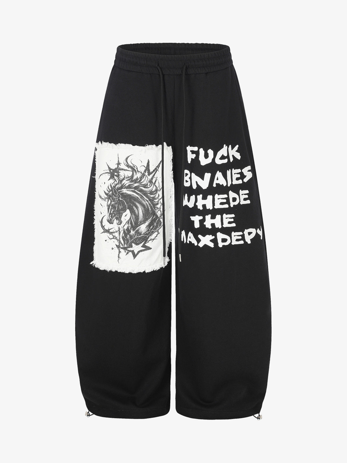 GEESAS POSTER GRAPHIC SWEATPANTS; Black; front view