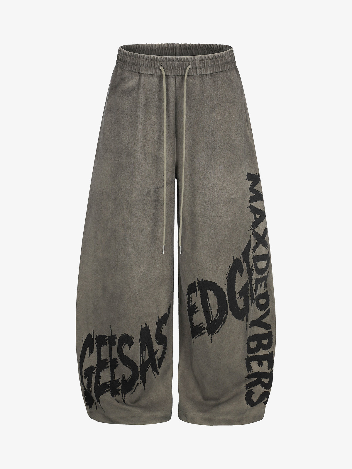 GEESAS DIAGONAL LETTER GRAPHIC SWEATPANTS; Brown; front view