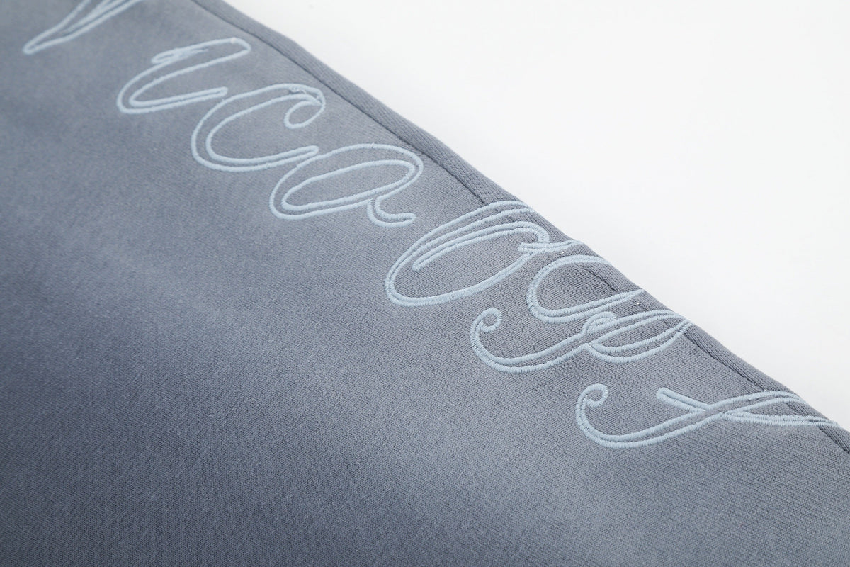 GEVANN CURVED SCRIPT WIDE PANTS; Blue; design detail