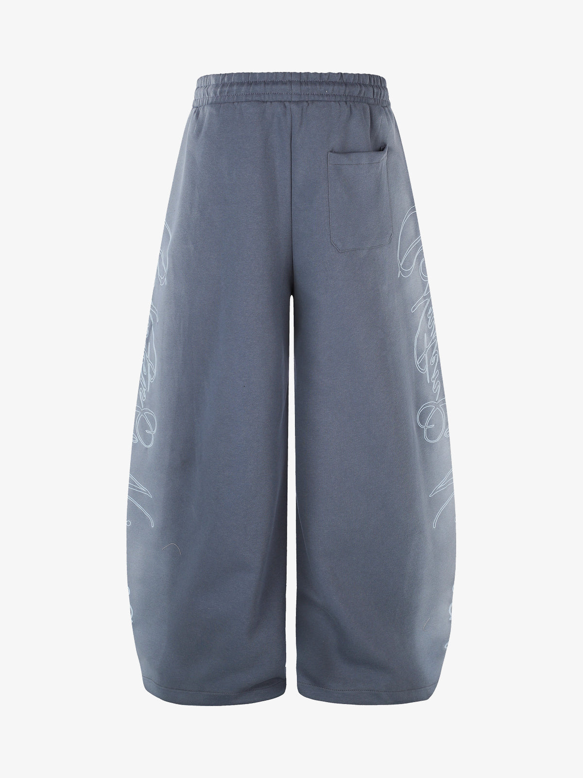 GEVANN CURVED SCRIPT WIDE PANTS; Blue; back view