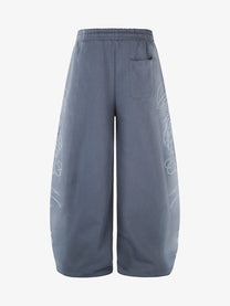GEVANN CURVED SCRIPT WIDE PANTS; Blue; back view
