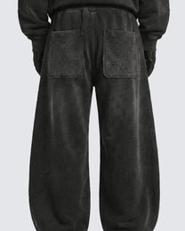 GUO WEAR WASHED ZIP HEM PANTS; Gray; model view