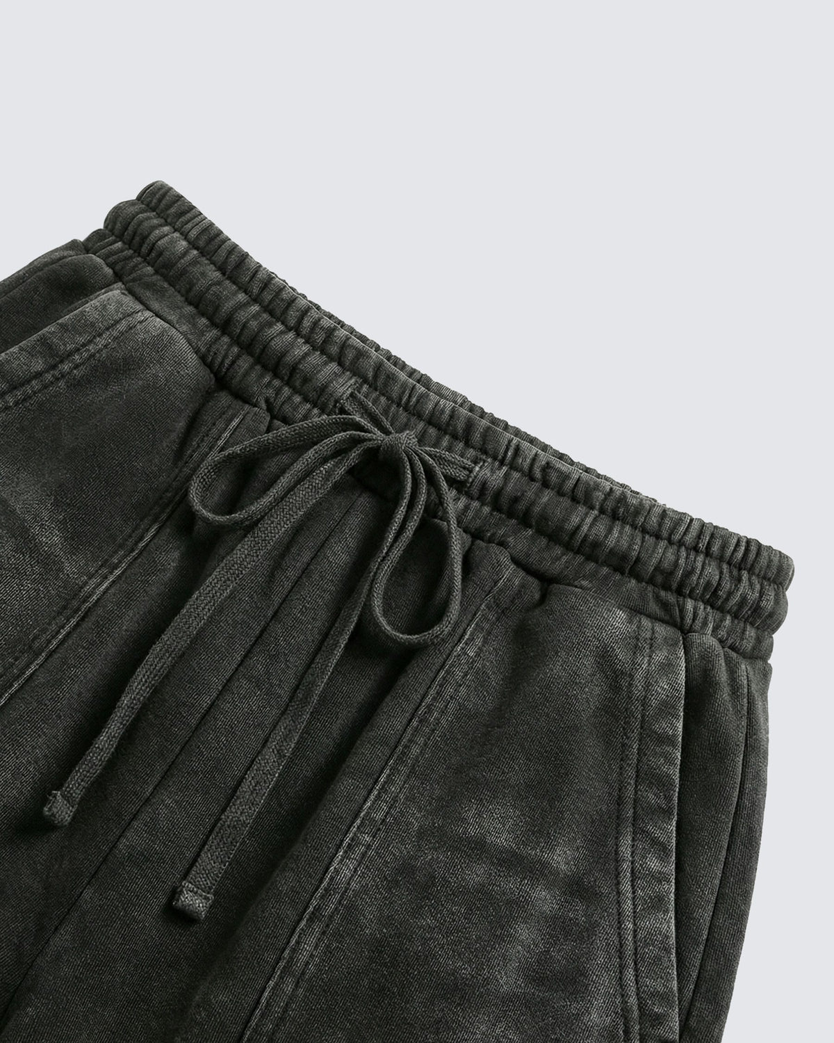 GUO WEAR WASHED ZIP HEM PANTS; Gray; garment construction detail