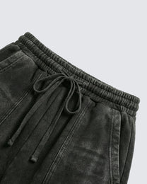GUO WEAR WASHED ZIP HEM PANTS; Gray; garment construction detail