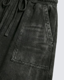 GUO WEAR WASHED ZIP HEM PANTS; Gray; garment construction detail