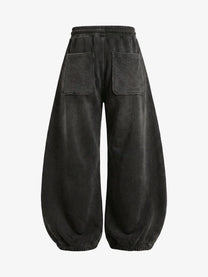 GUO WEAR WASHED ZIP HEM PANTS; Gray; back view