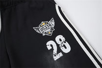 LETS ROCK NUMBER 28 STRIPE SWEATPANTS; Black; design detail