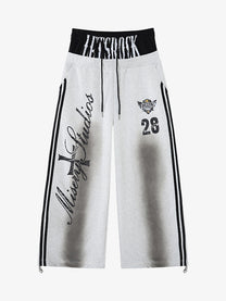 LETS ROCK NUMBER 28 STRIPE SWEATPANTS; White; front view