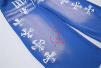 LETS ROCK CROSS SPRAY GRAPHIC SWEATPANTS; Blue; design detail