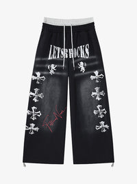 LETS ROCK | CROSS SPRAY GRAPHIC SWEATPANTS