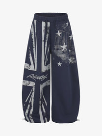 LLF STAR LETTER GRAPHIC SWEATPANTS; Navy; front view