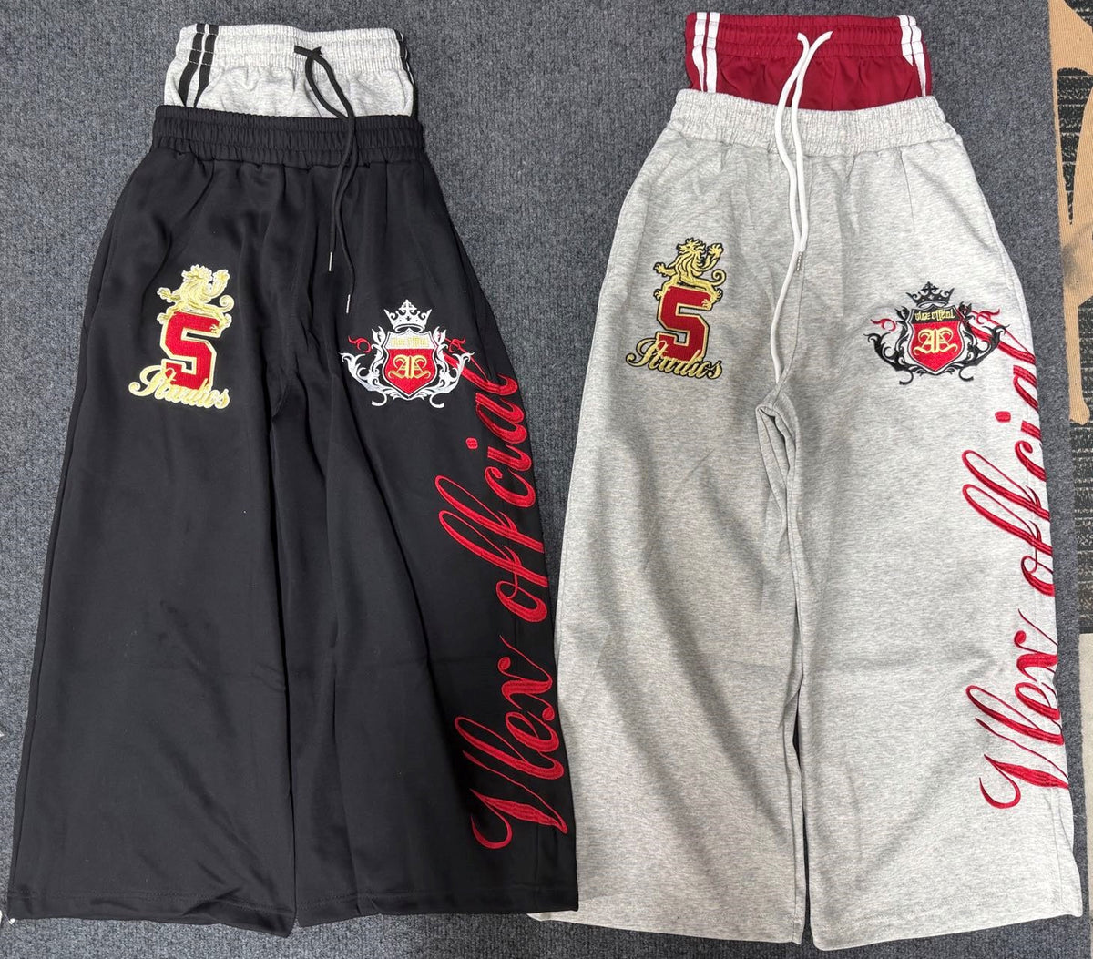 LLF NUMBER CREST GRAPHIC SWEATPANTS; Black, Gray; multiple colorways shown together