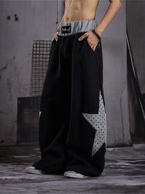 LLF STAR PANEL CONTRAST SWEATPANTS; Black; model view