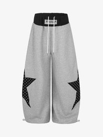 LLF STAR PANEL CONTRAST SWEATPANTS; Gray; front view