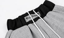 LLF STAR PANEL CONTRAST SWEATPANTS; Black, Gray; garment construction detail