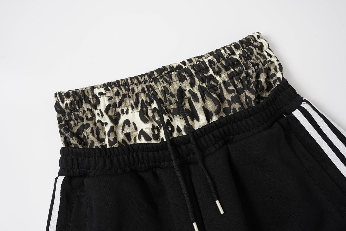 MADEGPSR LEOPARD DOUBLE WAIST BAGGY SWEATPANTS; Black; design detail