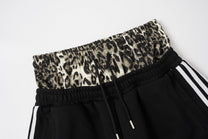 MADEGPSR LEOPARD DOUBLE WAIST BAGGY SWEATPANTS; Black; design detail