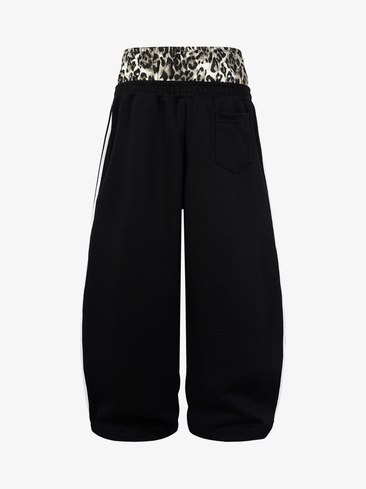 MADEGPSR LEOPARD DOUBLE WAIST BAGGY SWEATPANTS; Black; back view