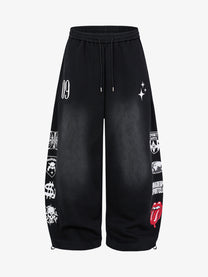 MADEGPSR GRAPHIC PATCH SWEATPANTS; Black; front view
