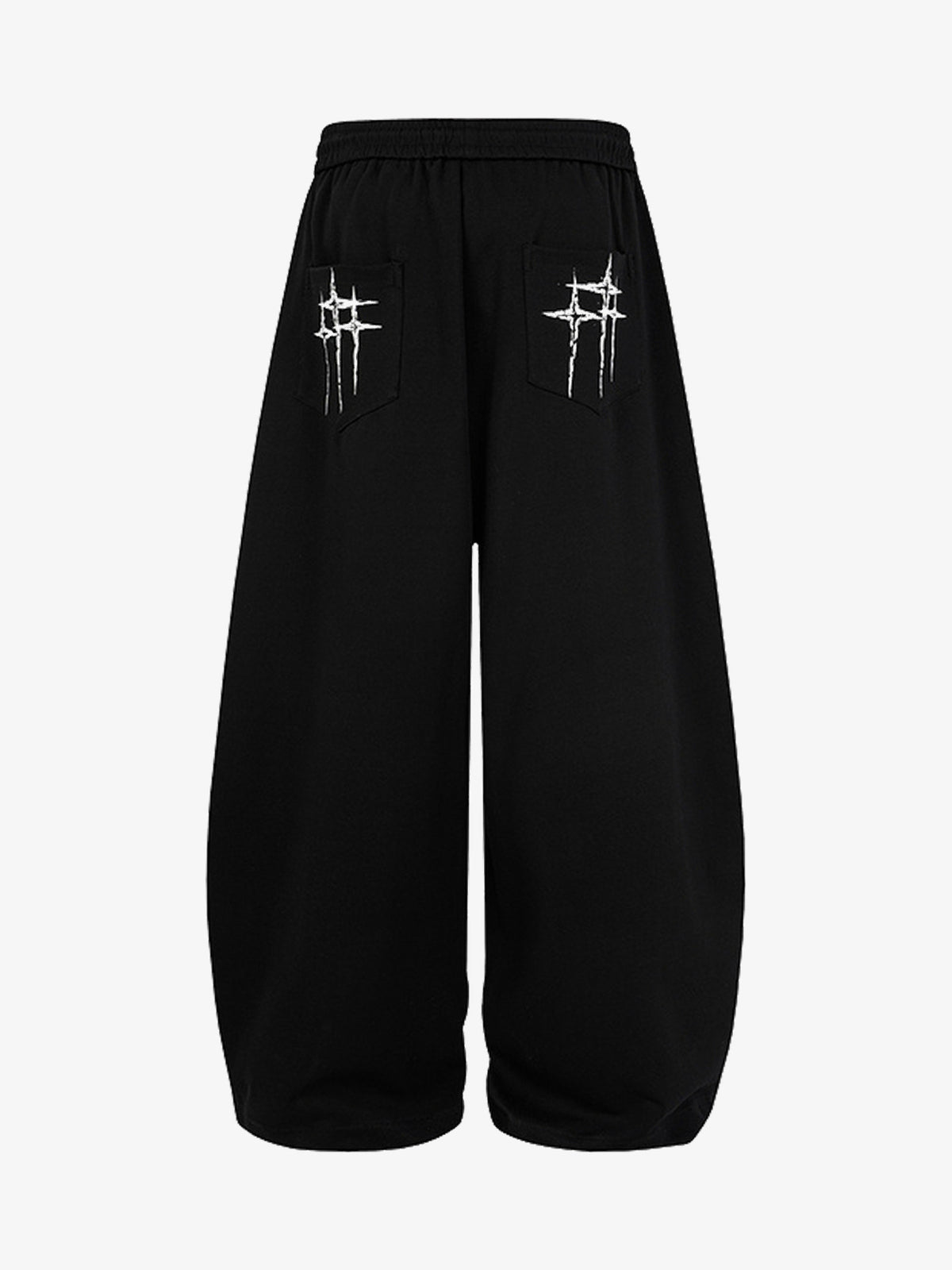 MADEGPSR CROSS PRINT BAGGY SWEATPANTS; Black; back view