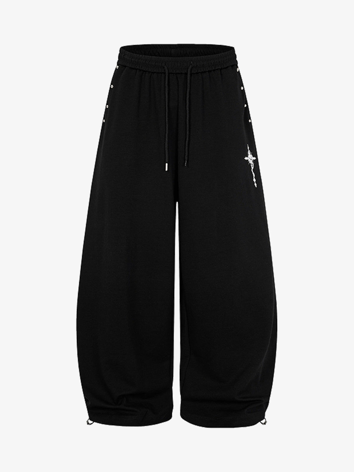 MADEGPSR CROSS PRINT BAGGY SWEATPANTS; Black; front view