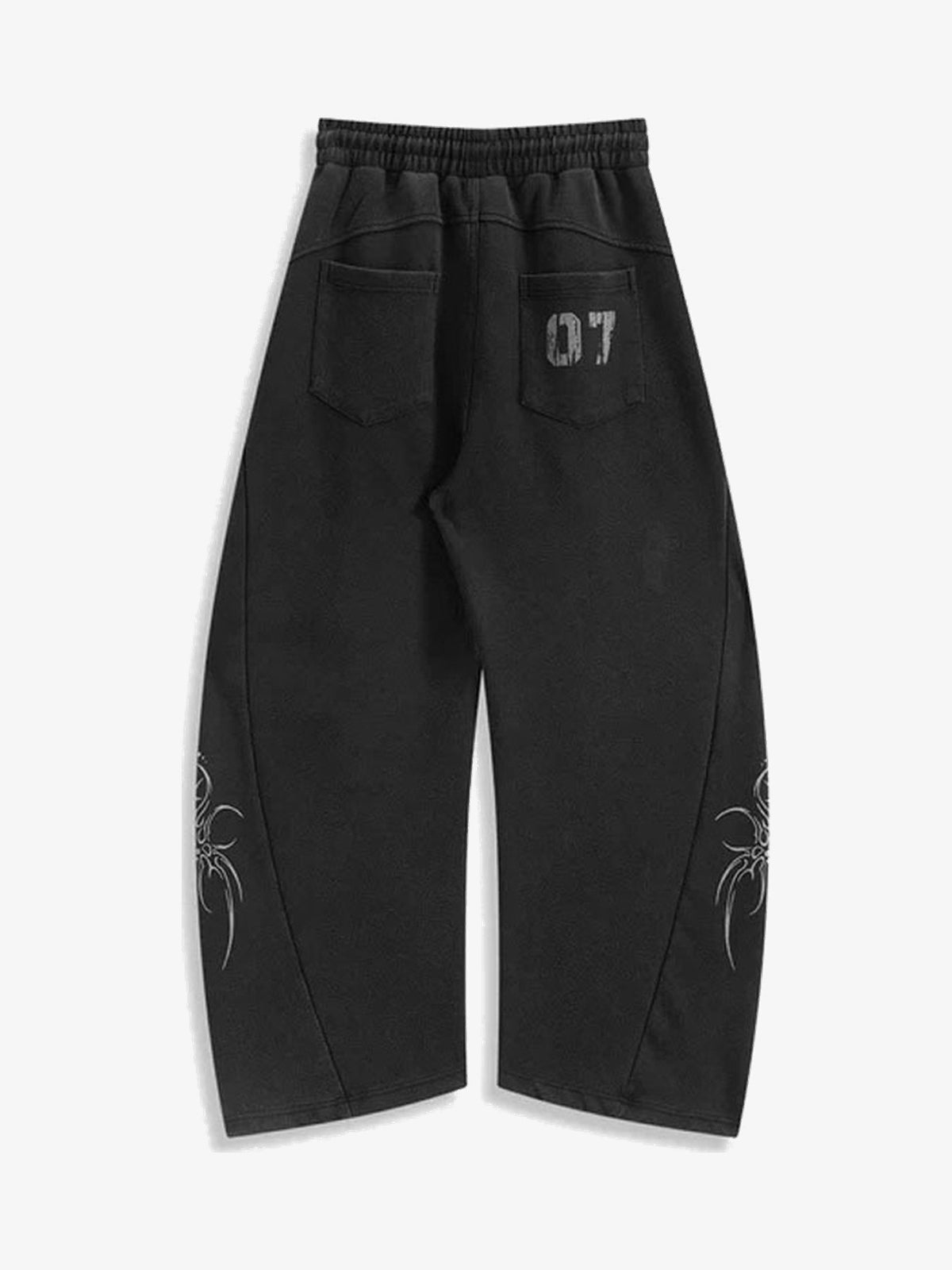 MICHINNYON BLADE BAGGY BARREL SWEATPANTS; Black; back view