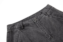 OREETA ANGLED POCKET CARGO PANTS; Black; garment construction detail
