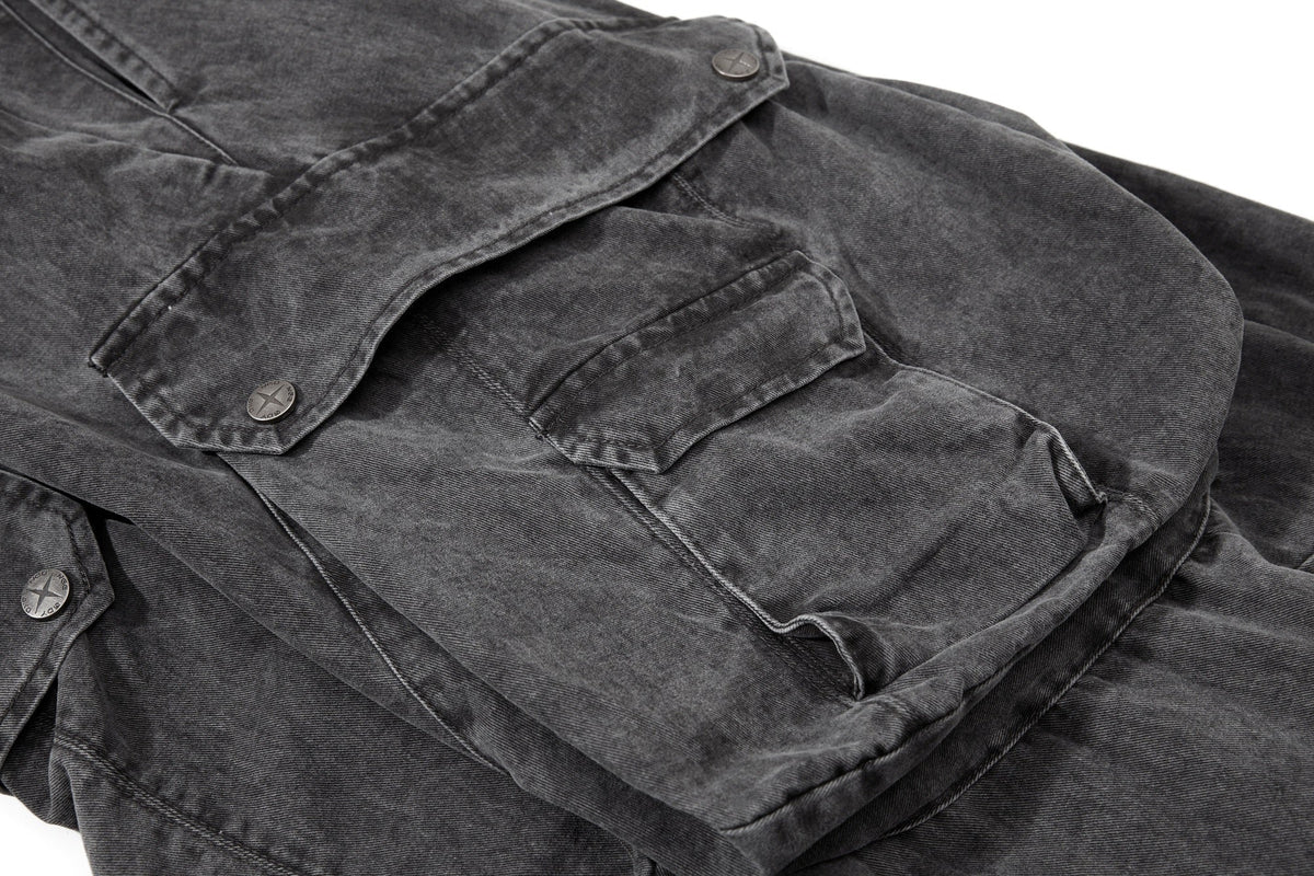 OREETA ANGLED POCKET CARGO PANTS; Black; garment construction detail