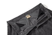 OREETA ANGLED POCKET CARGO PANTS; Black; garment construction detail