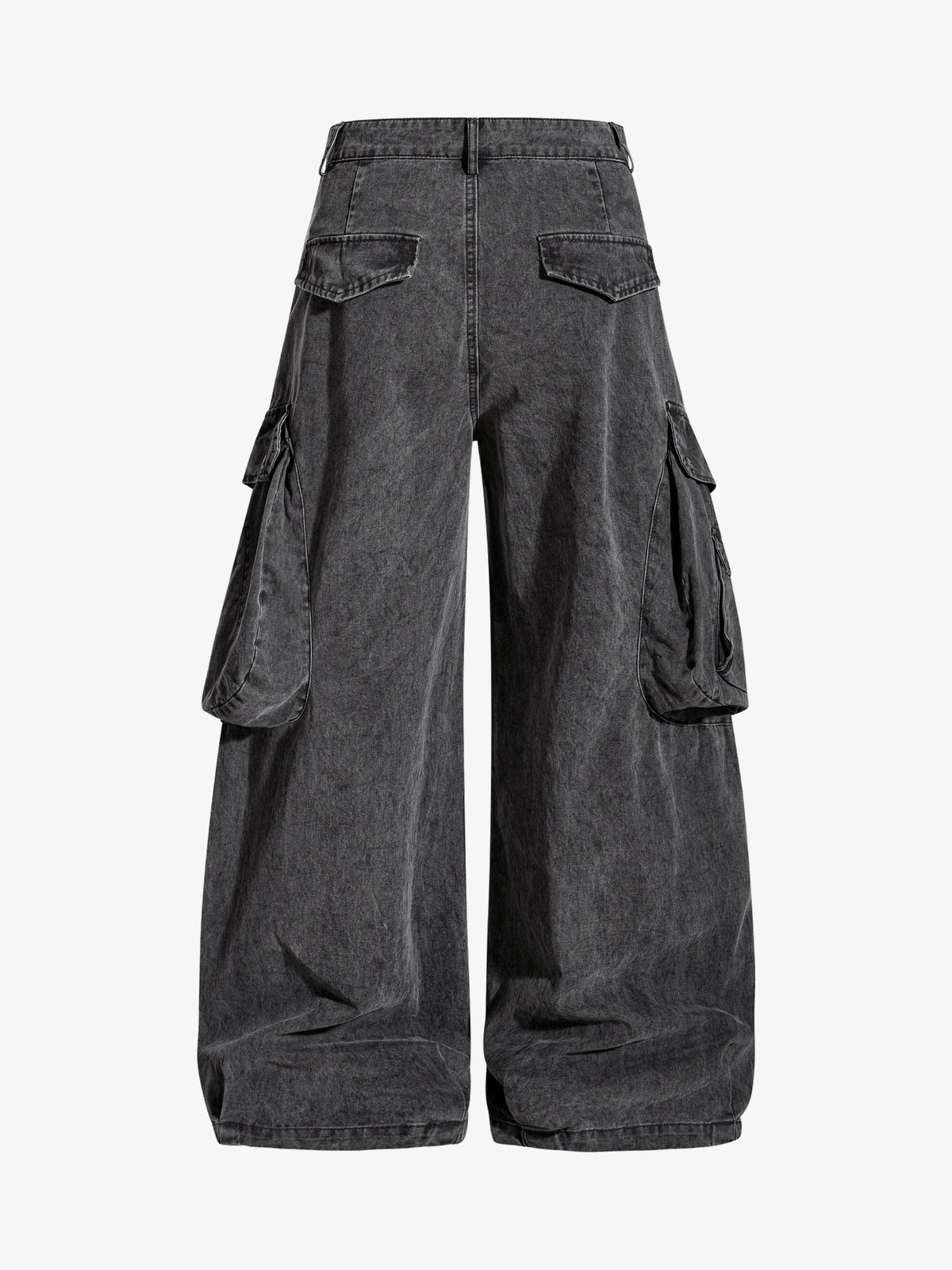 OREETA ANGLED POCKET CARGO PANTS; Black; back view