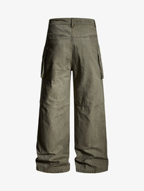 OREETA STUDDED CROSS CARGO PANTS; Green; back view