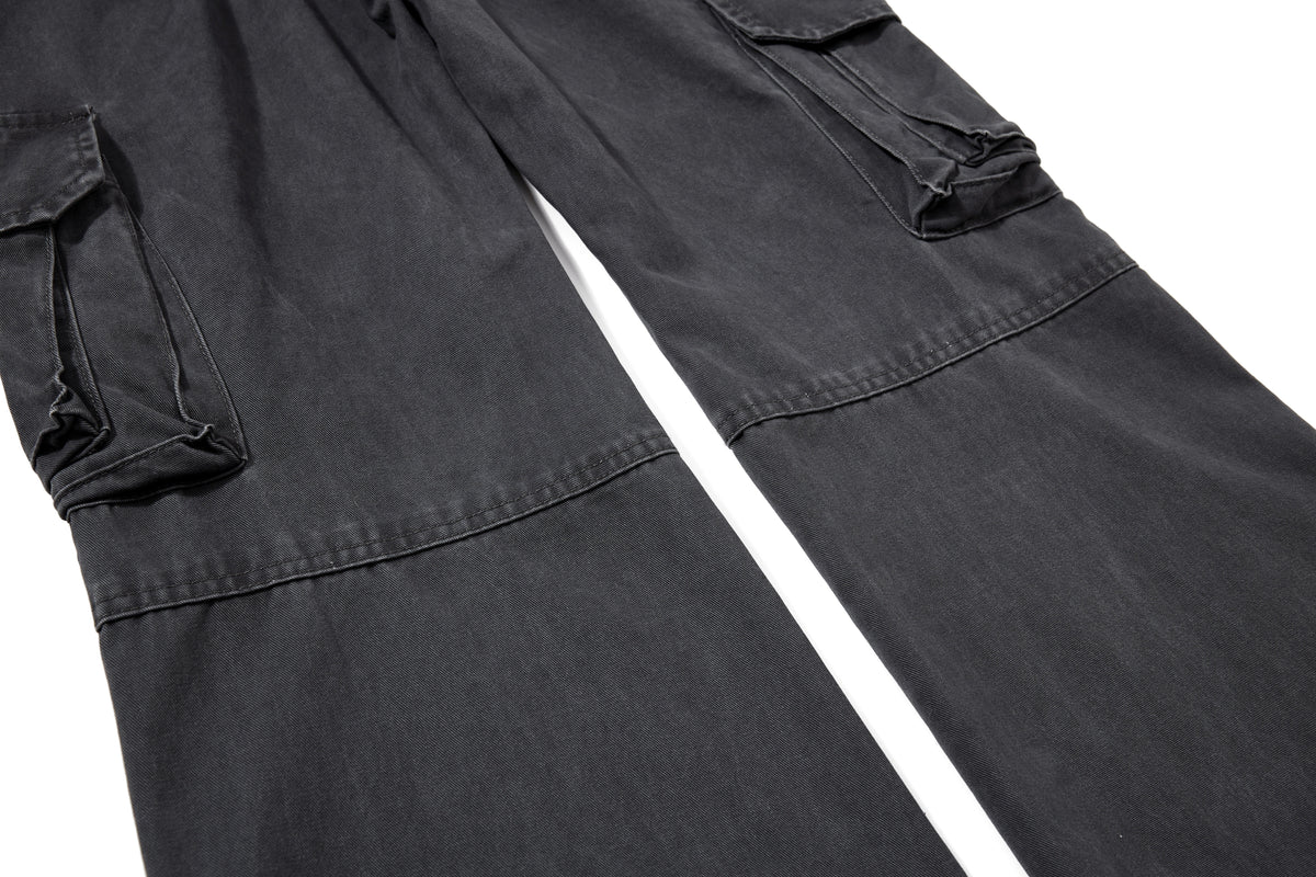 OREETA HEM ZIP CARGO PANTS; Gray; garment construction detail