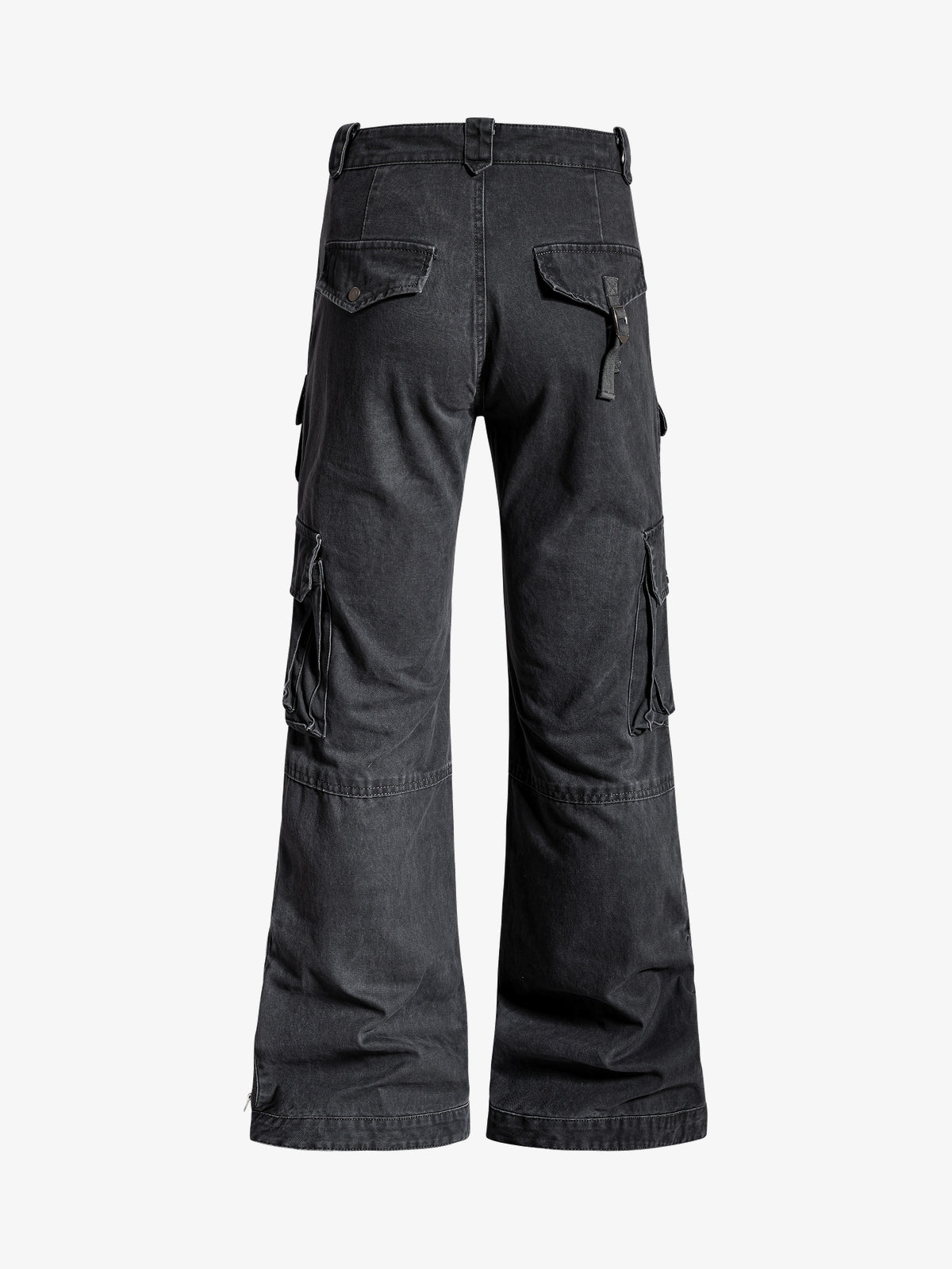OREETA HEM ZIP CARGO PANTS; Gray; back view