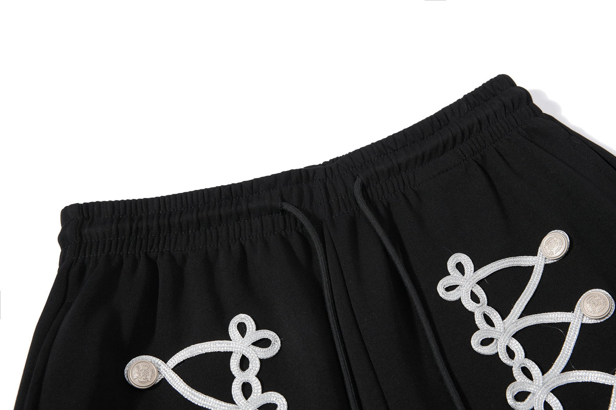 OREETA BRAIDED LOOP SWEATPANTS; Black; garment construction detail
