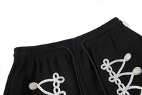 OREETA BRAIDED LOOP SWEATPANTS; Black; garment construction detail